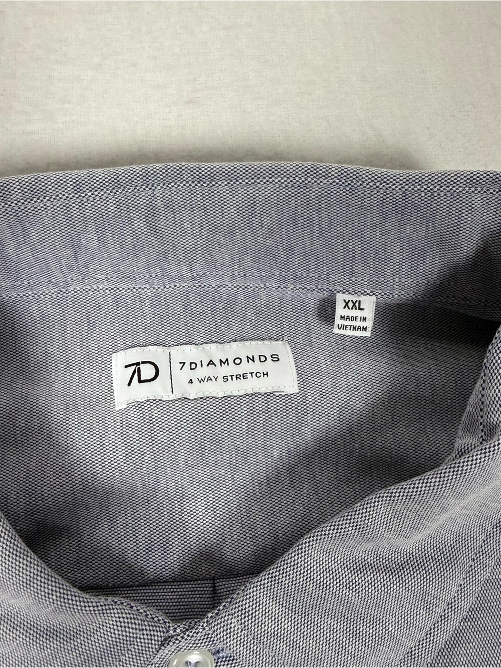7 Diamonds Men’s Stretch Oxford button down Blue XXL - Picture 4 of 9